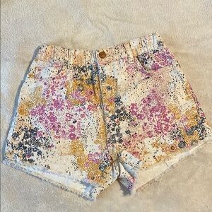 Pilcro Pink Yellow Navy Floral Splash Jean Shorts